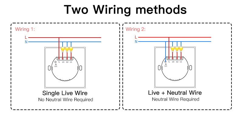 Two wiring methods for smart switch